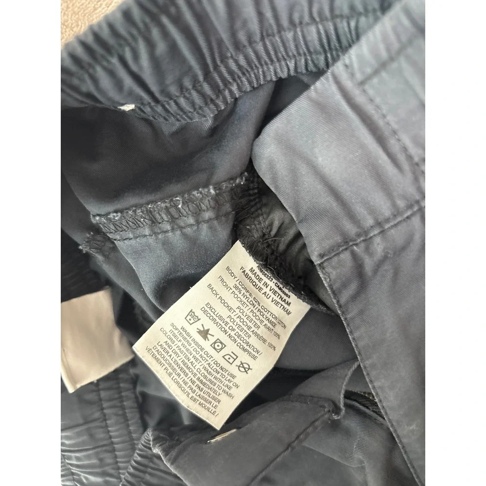 Nike Mens Black Cotton Nylon Cargo Pants Elastic Waist Swoosh Logo Small 1510